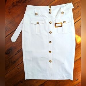 NWT New York & Company White Cargo Pencil Skirt size 8